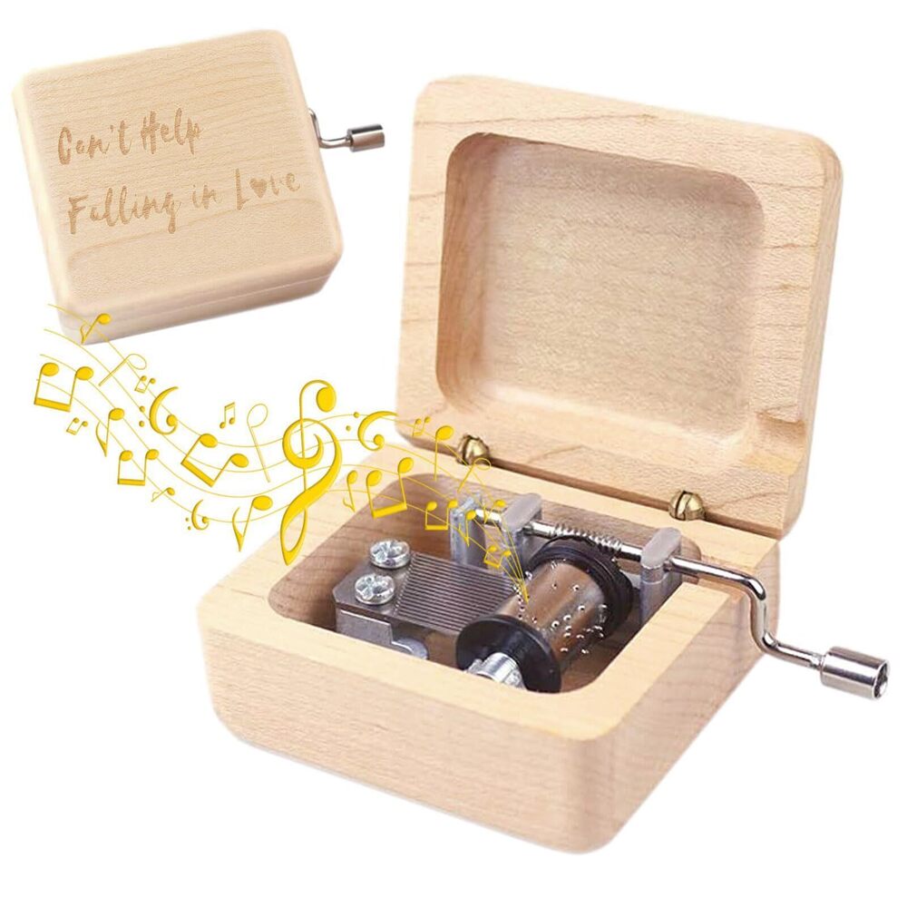 2227 Wooden Music Box Hand Crank Classic Antique Carved Musical Boxes